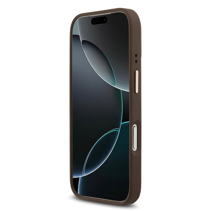 iPhone 17 Pro Kılıf Guess Orjinal Lisanslı M-safe Şarj Özellikli Gold Metal Kamera Çerçeveli Taşlı 4G Logolu Kapak