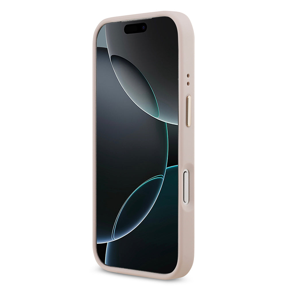 iPhone 17 Pro Kılıf Guess Orjinal Lisanslı M-safe Şarj Özellikli Gold Metal Kamera Çerçeveli Taşlı 4G Logolu Kapak