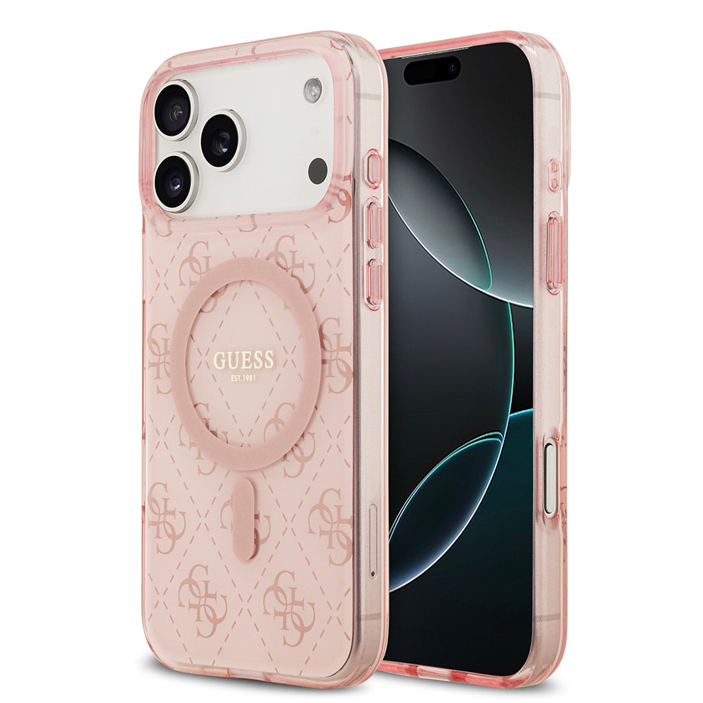 iPhone 17 Pro Kılıf Guess Orjinal Lisanslı M-safe Şarj Özellikli IML Baskılı Klasik Logolu 4G Desenli Kapak