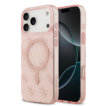 iPhone 17 Pro Kılıf Guess Orjinal Lisanslı M-safe Şarj Özellikli IML Baskılı Klasik Logolu 4G Desenli Kapak