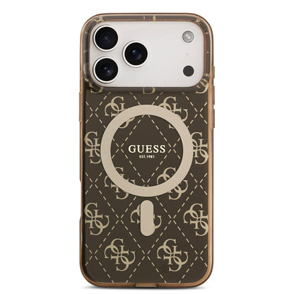 iPhone 17 Pro Kılıf Guess Orjinal Lisanslı M-safe Şarj Özellikli IML Baskılı Klasik Logolu 4G Desenli Kapak