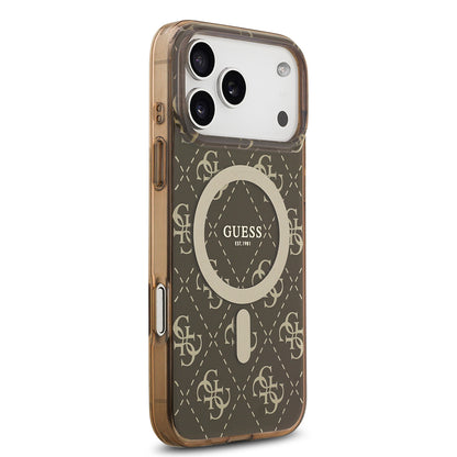 iPhone 17 Pro Kılıf Guess Orjinal Lisanslı M-safe Şarj Özellikli IML Baskılı Klasik Logolu 4G Desenli Kapak