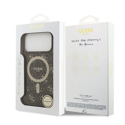 iPhone 17 Pro Kılıf Guess Orjinal Lisanslı M-safe Şarj Özellikli IML Baskılı Klasik Logolu 4G Desenli Kapak