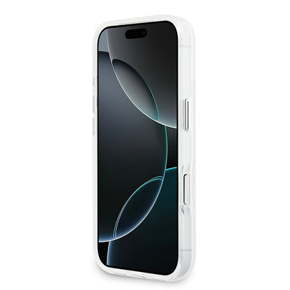 iPhone 17 Pro Kılıf Guess Orjinal Lisanslı M-safe Şarj Özellikli IML Baskılı Üçgen Logolu Metal Kamera Çerçeveli Kapak