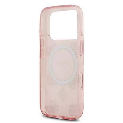 iPhone 17 Pro Kılıf Guess Orjinal Lisanslı M-safe Şarj Özellikli IML Peony ve 4G Desenli Klasik Logolu Kapak