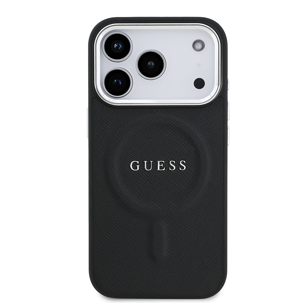 iPhone 17 Pro Kılıf Guess Orjinal Lisanslı M-safe Şarj Özellikli Klasik Yazı Logolu PU Deri Kapak
