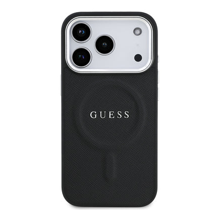 iPhone 17 Pro Kılıf Guess Orjinal Lisanslı M-safe Şarj Özellikli Klasik Yazı Logolu PU Deri Kapak