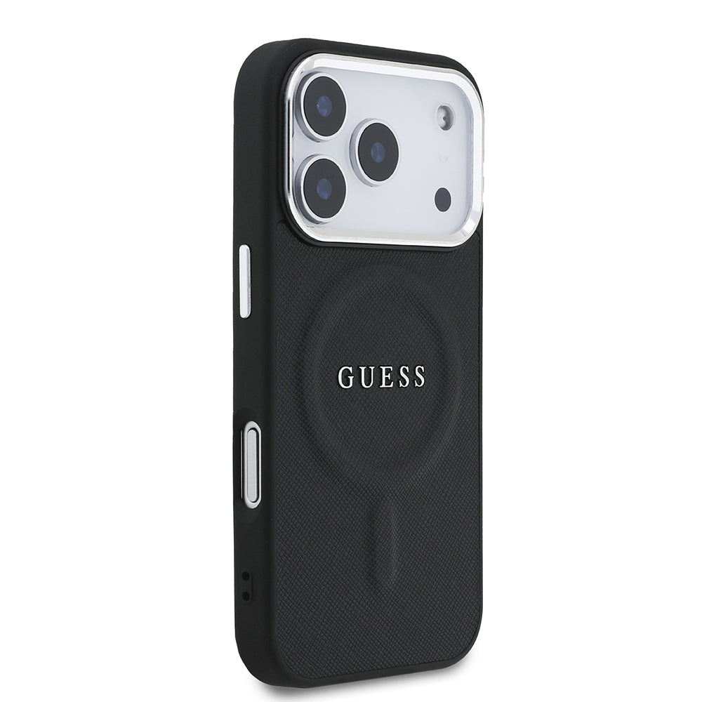 iPhone 17 Pro Kılıf Guess Orjinal Lisanslı M-safe Şarj Özellikli Klasik Yazı Logolu PU Deri Kapak