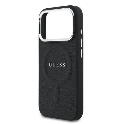 iPhone 17 Pro Kılıf Guess Orjinal Lisanslı M-safe Şarj Özellikli Klasik Yazı Logolu PU Deri Kapak