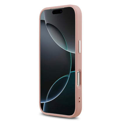 iPhone 17 Pro Kılıf Guess Orjinal Lisanslı M-safe Şarj Özellikli Metal Kamera Çerçeveli Üçgen Logolu Glitter Kapak