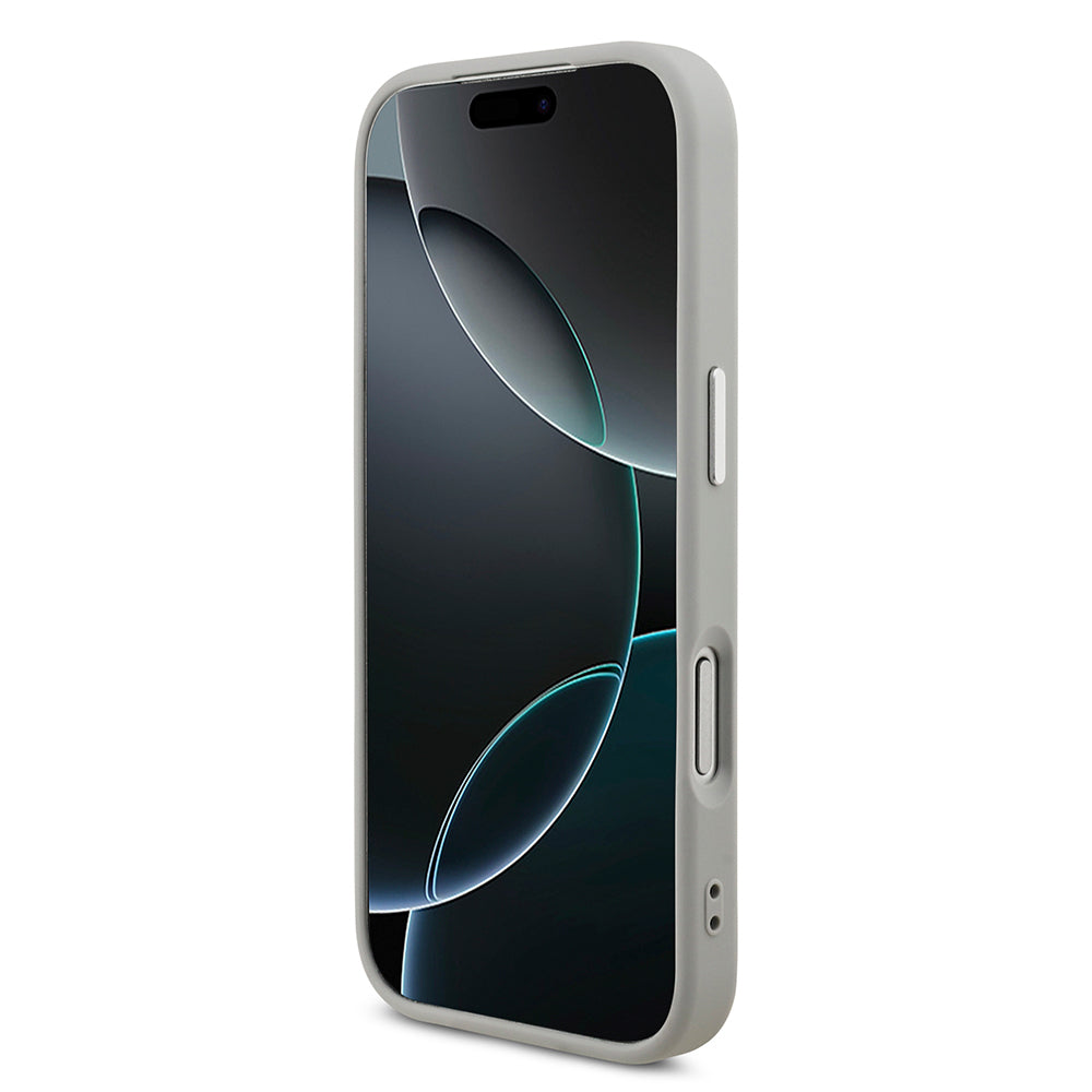 iPhone 17 Pro Kılıf Guess Orjinal Lisanslı M-safe Şarj Özellikli Metal Kamera Çerçeveli Üçgen Logolu Glitter Kapak