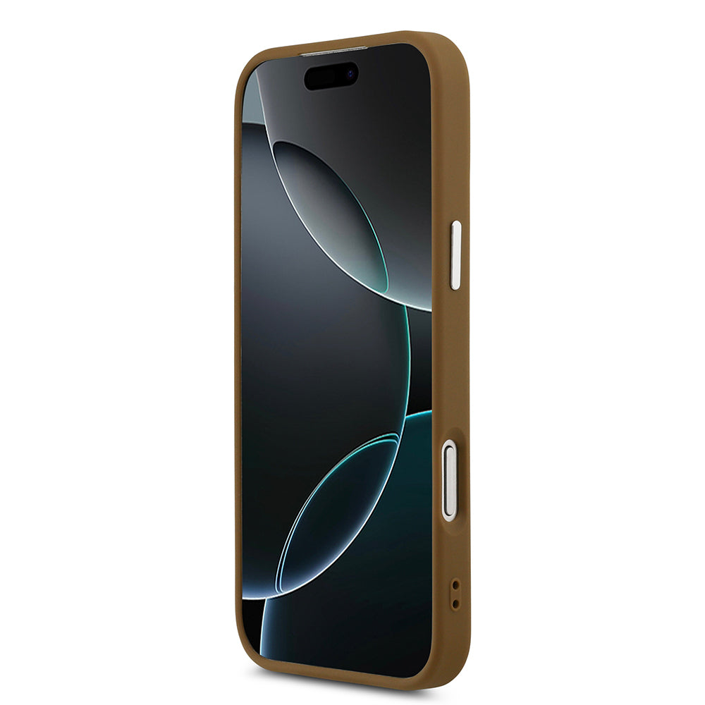 iPhone 17 Pro Kılıf Guess Orjinal Lisanslı M-safe Şarj Özellikli PU Deri Metal Kamera Çerçeveli Üçgen Logolu Kapak