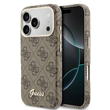 Apple iPhone 17 Pro Kılıf Guess Orjinal Lisanslı M-safe Şarj Özellikli Script Yazı Logolu 4G Desenli Kapak