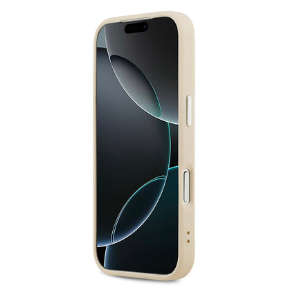 iPhone 17 Pro Kılıf Guess Orjinal Lisanslı M-safe Şarj Özellikli Sıcak Baskılı Klasik Yazı Logolu PU Deri Peony Kapak