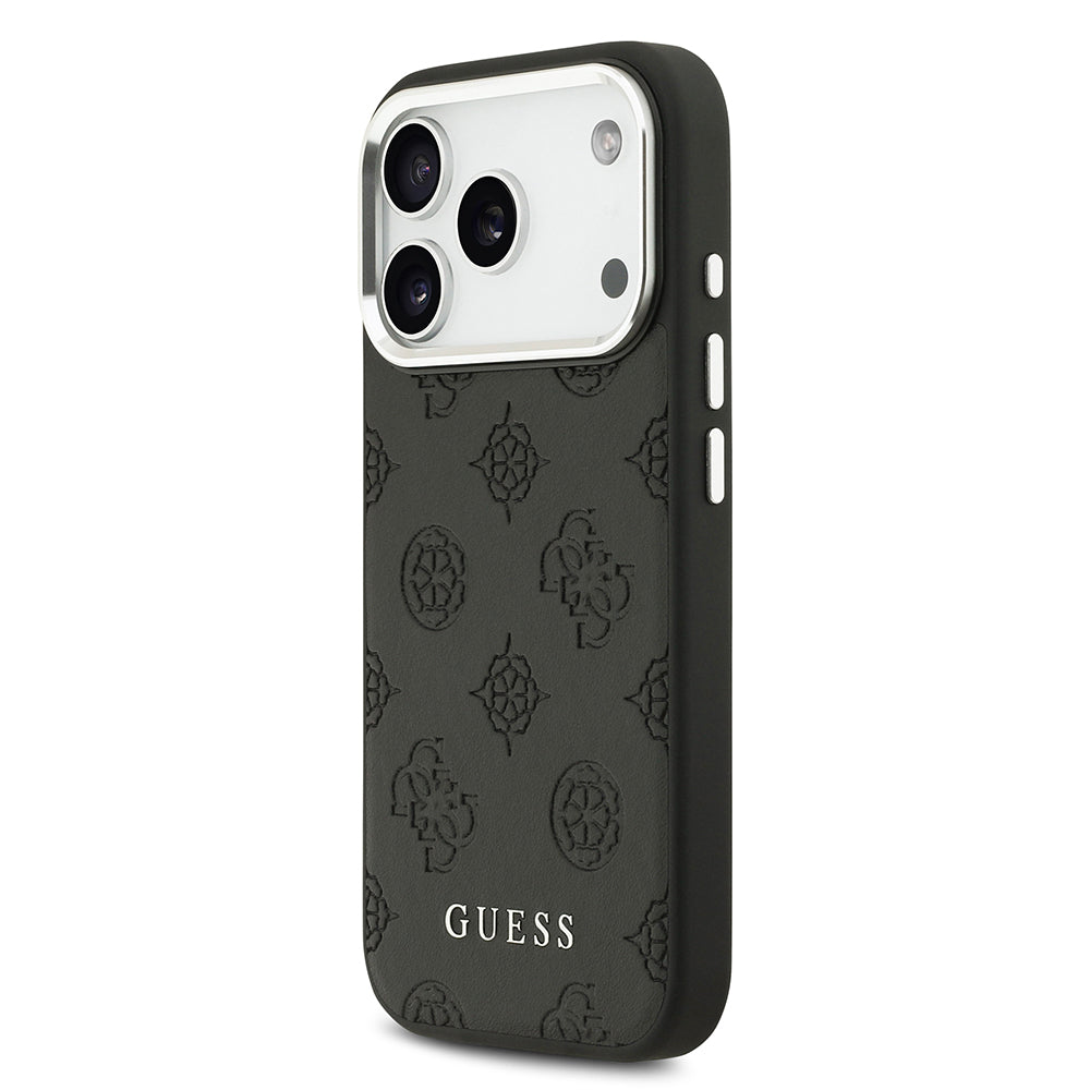 iPhone 17 Pro Kılıf Guess Orjinal Lisanslı M-safe Şarj Özellikli Sıcak Baskılı Klasik Yazı Logolu PU Deri Peony Kapak