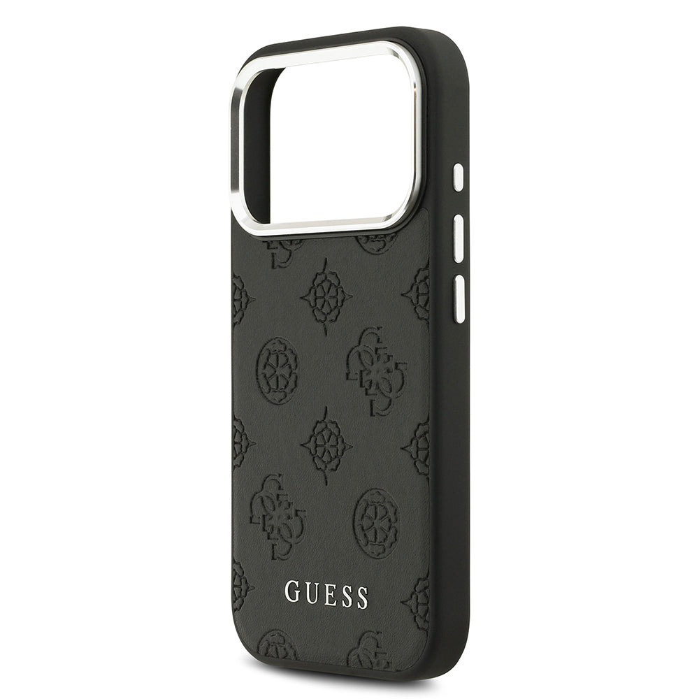 iPhone 17 Pro Kılıf Guess Orjinal Lisanslı M-safe Şarj Özellikli Sıcak Baskılı Klasik Yazı Logolu PU Deri Peony Kapak