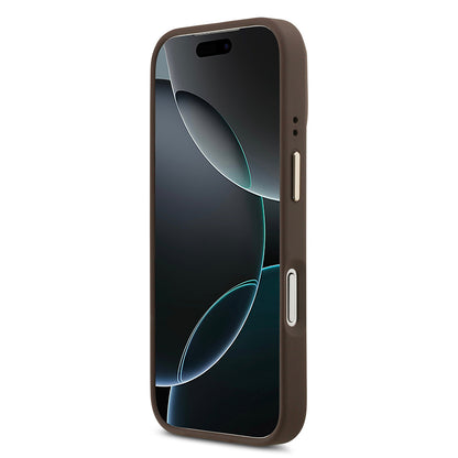 Apple iPhone 17 Pro Kılıf Guess Orjinal Lisanslı M-safe Şarj Özellikli Sıcak Baskılı Yazı Logolu PU Deri Peony Kapak