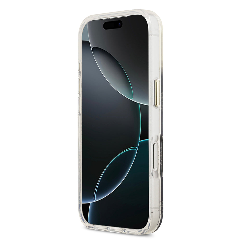 iPhone 17 Pro Kılıf Guess Orjinal Lisanslı M-safe Şarj Özellikli Simli Peony Desenli Silikon Kapak