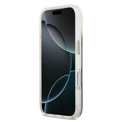iPhone 17 Pro Kılıf Guess Orjinal Lisanslı M-safe Şarj Özellikli Simli Peony Desenli Silikon Kapak