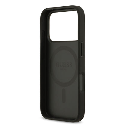 iPhone 17 Pro Kılıf Guess Orjinal Lisanslı M-safe Şarj Özellikli Taneli Çiçek Tasarımlı Metal Yazı Logolu Kapak