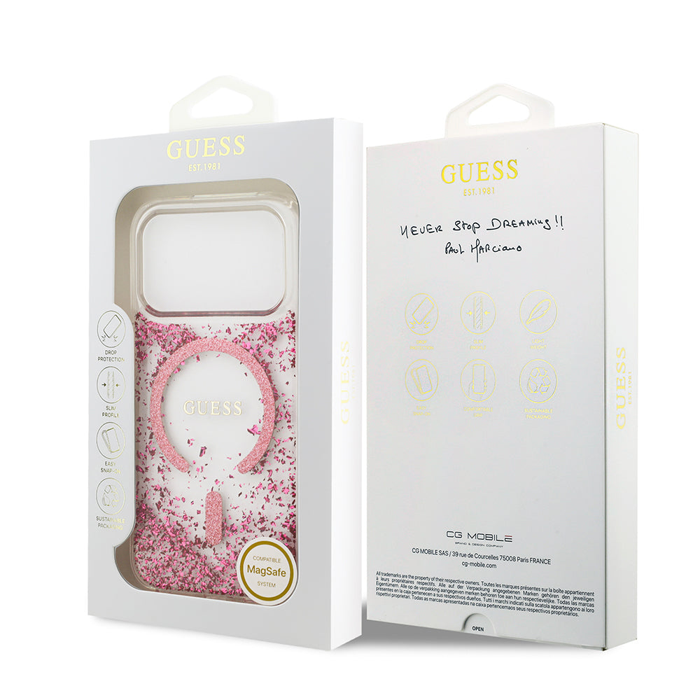 iPhone 17 Pro Kılıf Guess Orjinal Lisanslı M-safe Şarj Özellikli Transparan Resin Bottom Kapak