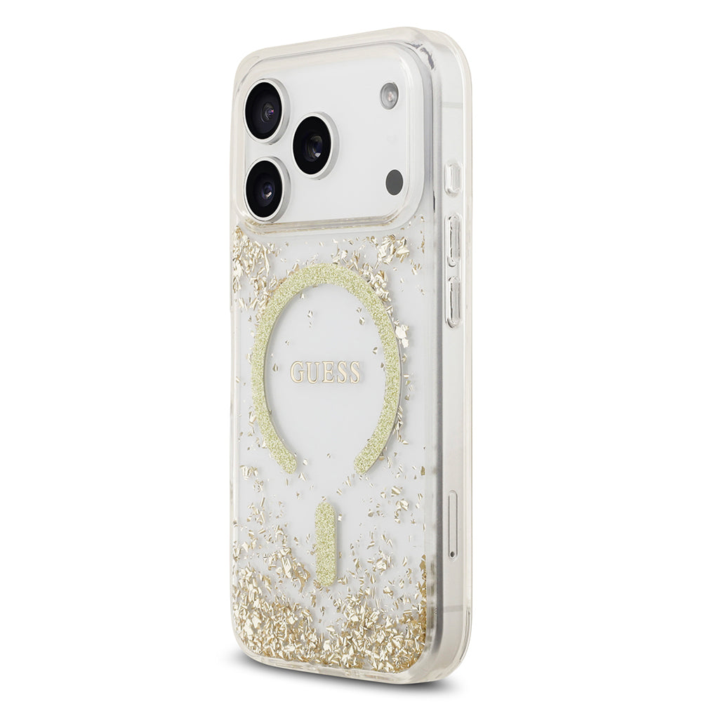 iPhone 17 Pro Kılıf Guess Orjinal Lisanslı M-safe Şarj Özellikli Transparan Resin Bottom Kapak