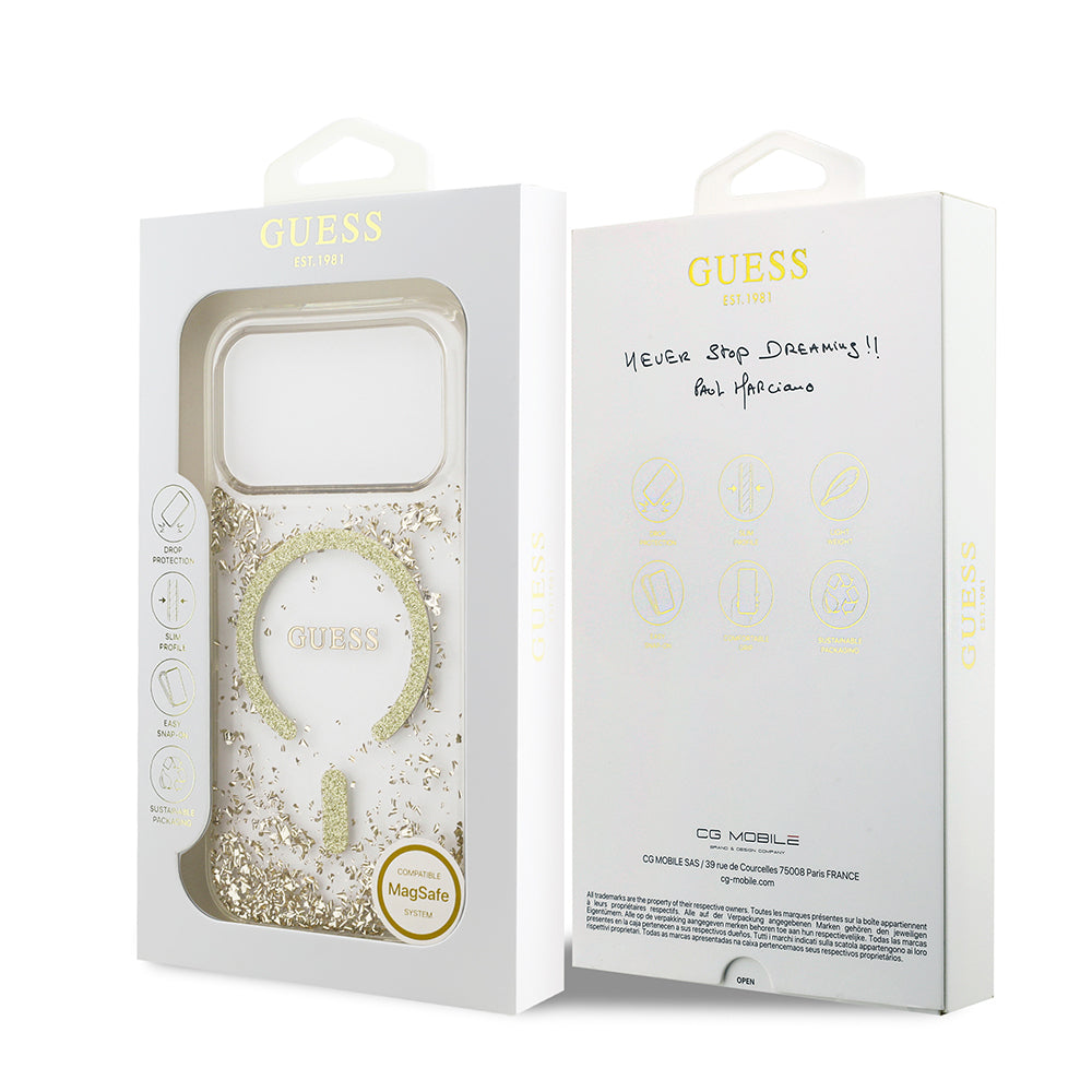 iPhone 17 Pro Kılıf Guess Orjinal Lisanslı M-safe Şarj Özellikli Transparan Resin Bottom Kapak