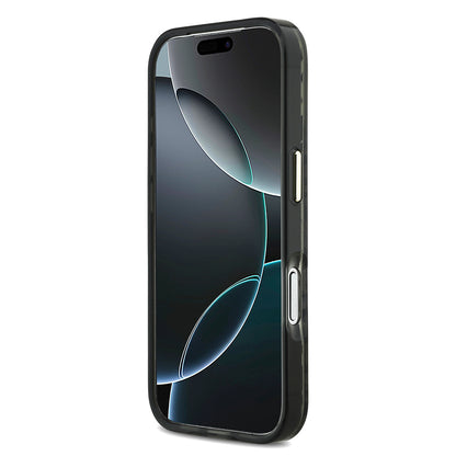 iPhone 17 Pro Kılıf Guess Orjinal Lisanslı M-safe Şarj Özellikli Üçgen Logolu Simli Leopar Desenli Kapak