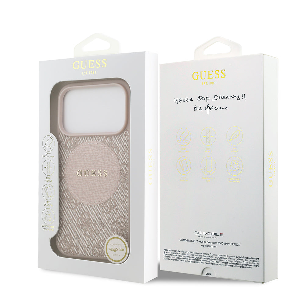 iPhone 17 Pro Kılıf Guess Orjinal Lisanslı M-safe Şarj Özellikli Yazı Logolu Circle Classic Kapak