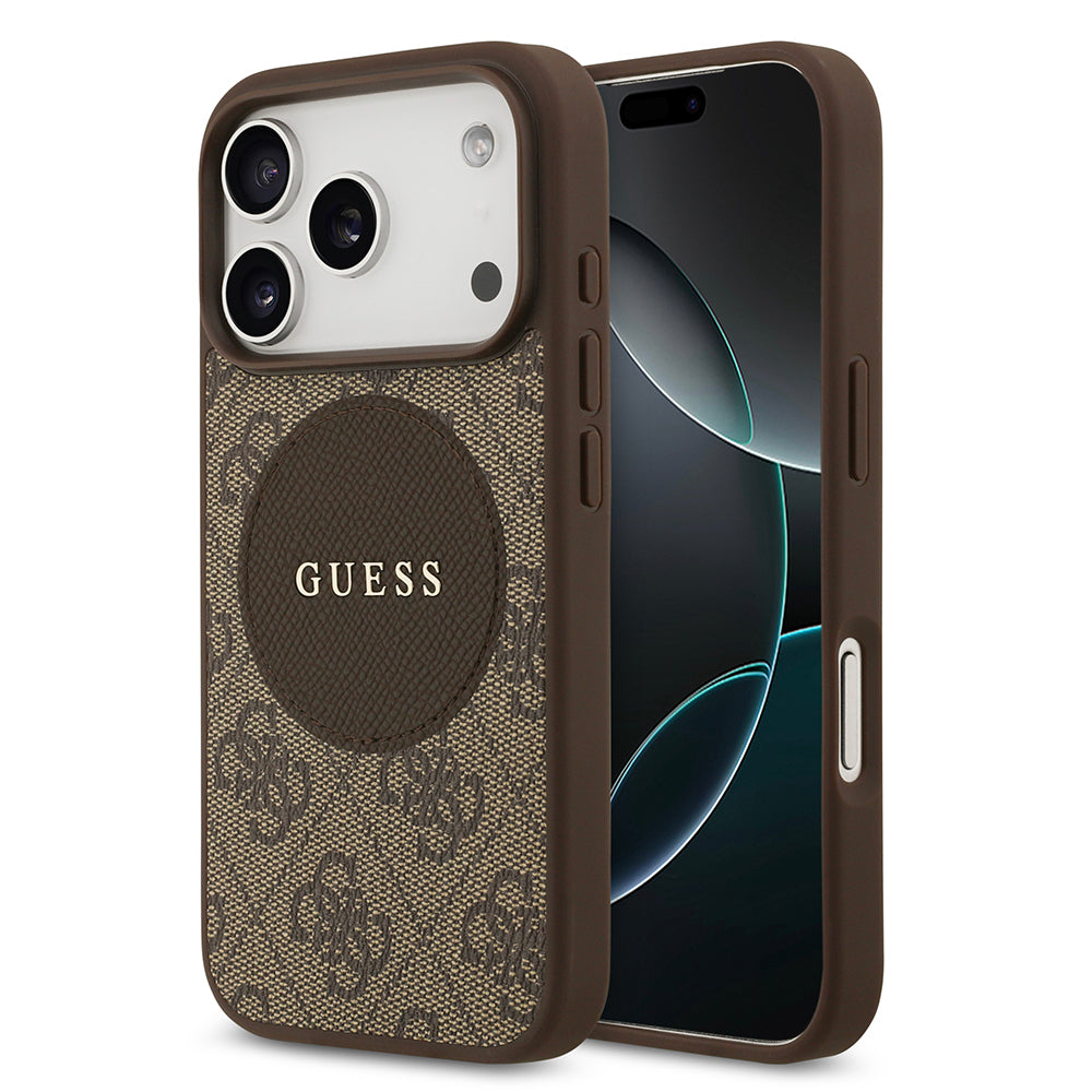 iPhone 17 Pro Kılıf Guess Orjinal Lisanslı M-safe Şarj Özellikli Yazı Logolu Circle Classic Kapak