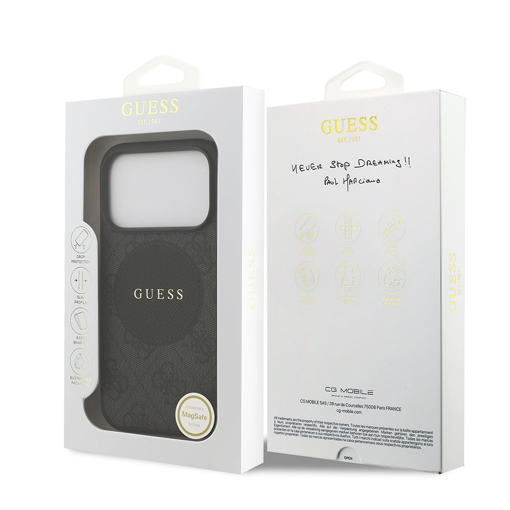 iPhone 17 Pro Kılıf Guess Orjinal Lisanslı M-safe Şarj Özellikli Yazı Logolu Circle Classic Kapak