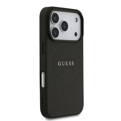 iPhone 17 Pro Kılıf Guess Orjinal Lisanslı M-safe Şarj Özellikli Yazı Logolu PU Deri Kapak