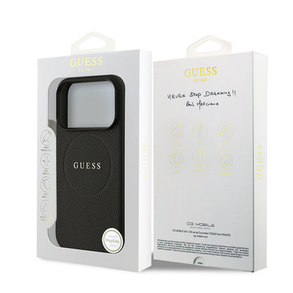 iPhone 17 Pro Kılıf Guess Orjinal Lisanslı M-safe Şarj Özellikli Yazı Logolu PU Deri Kapak