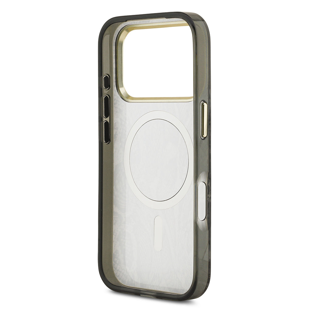 iPhone 17 Pro Kılıf Guess Orjinal Lisanslı M-safe Şarj Özellikli Yazı Logolu Python Desenli Kapak
