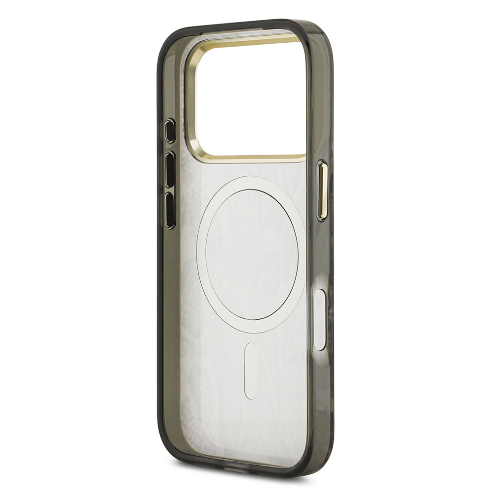 iPhone 17 Pro Kılıf Guess Orjinal Lisanslı M-safe Şarj Özellikli Yazı Logolu Python Desenli Kapak