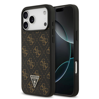iPhone 17 Pro Kılıf Guess Orjinal Lisanslı PU Deri 4G Desenli Üçgen Logolu Kapak