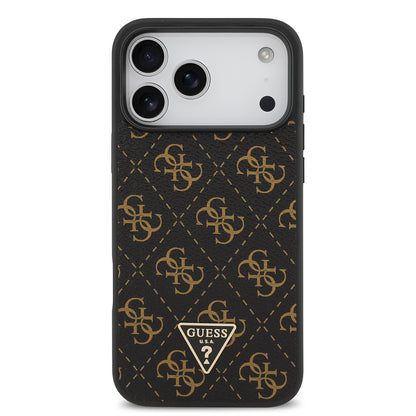 iPhone 17 Pro Kılıf Guess Orjinal Lisanslı PU Deri 4G Desenli Üçgen Logolu Kapak