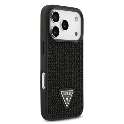 iPhone 17 Pro Kılıf Guess Orjinal Lisanslı Taşlı Arka Yüzey Üçgen Logolu Kapak