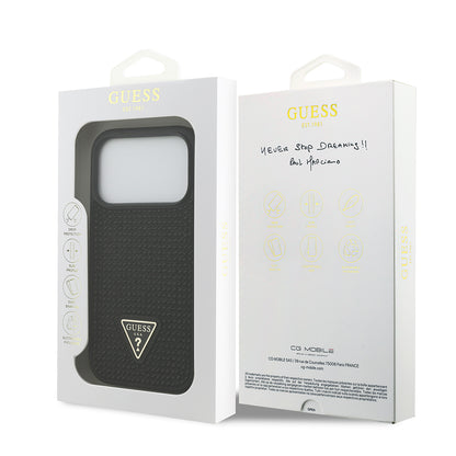 iPhone 17 Pro Kılıf Guess Orjinal Lisanslı Taşlı Arka Yüzey Üçgen Logolu Kapak