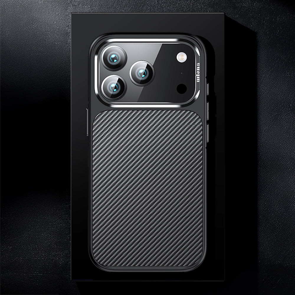 iPhone 17 Pro Kılıf Karbon Fiber Görünümlü Wlons Marin Kapak