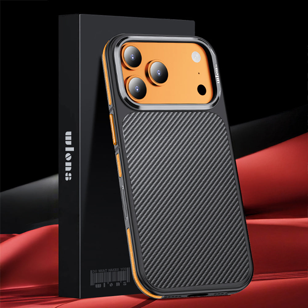 iPhone 17 Pro Kılıf Karbon Fiber Görünümlü Wlons Marin Kapak