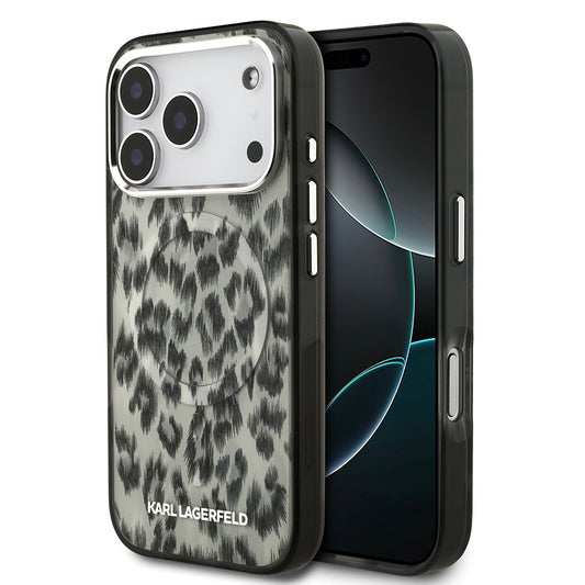 iPhone 17 Pro Kılıf Karl Lagerfeld Orjinal Lisanslı M-safe Şarj Özellikli IML Leopar Baskılı Kapak