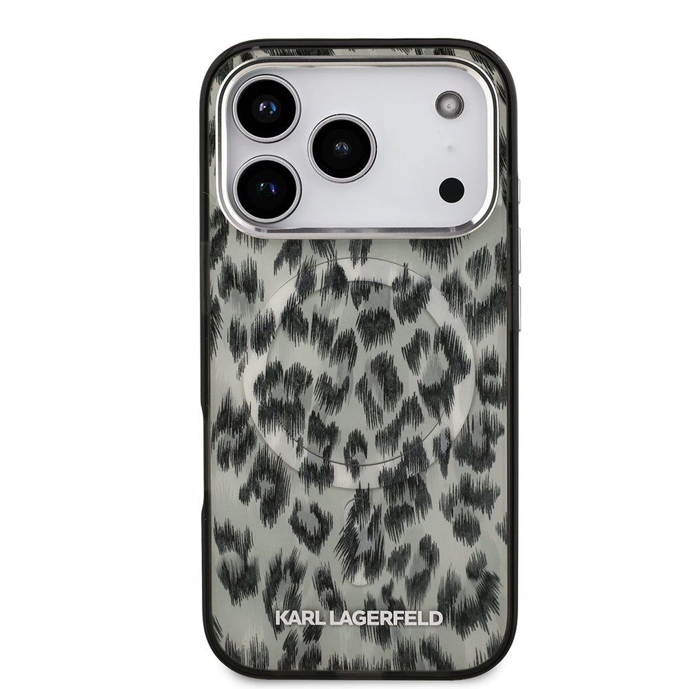 iPhone 17 Pro Kılıf Karl Lagerfeld Orjinal Lisanslı M-safe Şarj Özellikli IML Leopar Baskılı Kapak