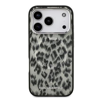 iPhone 17 Pro Kılıf Karl Lagerfeld Orjinal Lisanslı M-safe Şarj Özellikli IML Leopar Baskılı Kapak