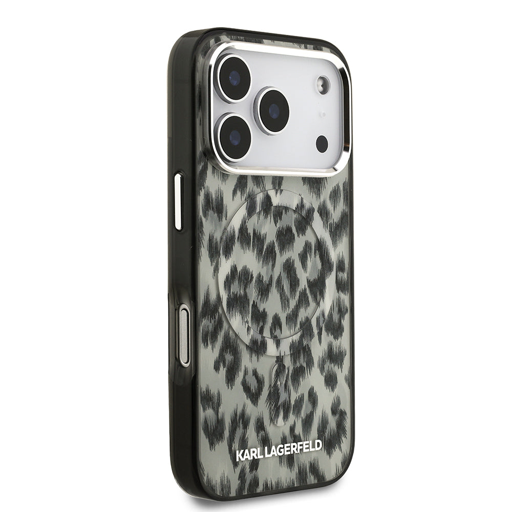 iPhone 17 Pro Kılıf Karl Lagerfeld Orjinal Lisanslı M-safe Şarj Özellikli IML Leopar Baskılı Kapak