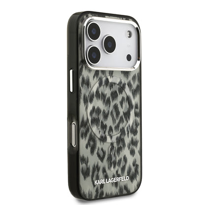 iPhone 17 Pro Kılıf Karl Lagerfeld Orjinal Lisanslı M-safe Şarj Özellikli IML Leopar Baskılı Kapak