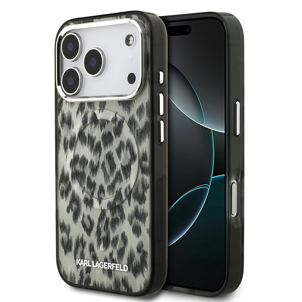 iPhone 17 Pro Kılıf Karl Lagerfeld Orjinal Lisanslı M-safe Şarj Özellikli IML Leopar Baskılı Kapak
