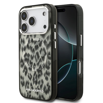 iPhone 17 Pro Kılıf Karl Lagerfeld Orjinal Lisanslı M-safe Şarj Özellikli IML Leopar Baskılı Kapak