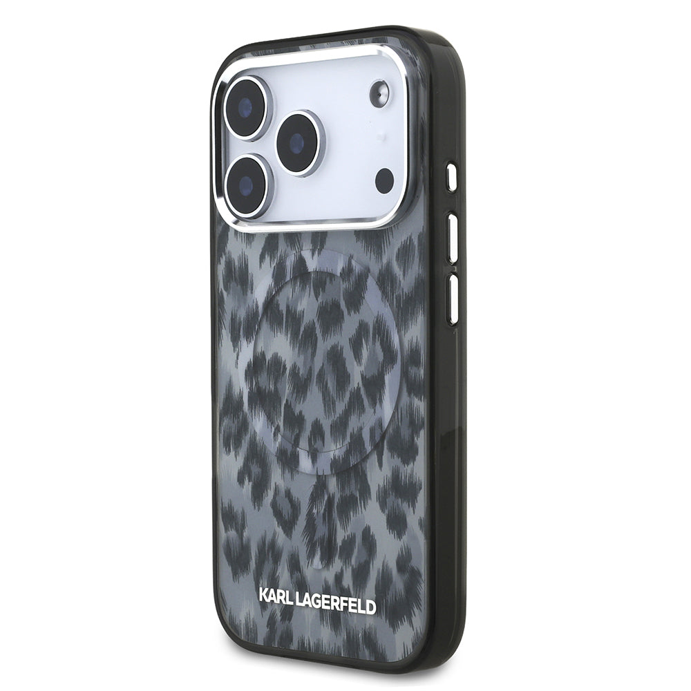 iPhone 17 Pro Kılıf Karl Lagerfeld Orjinal Lisanslı M-safe Şarj Özellikli IML Leopar Baskılı Kapak