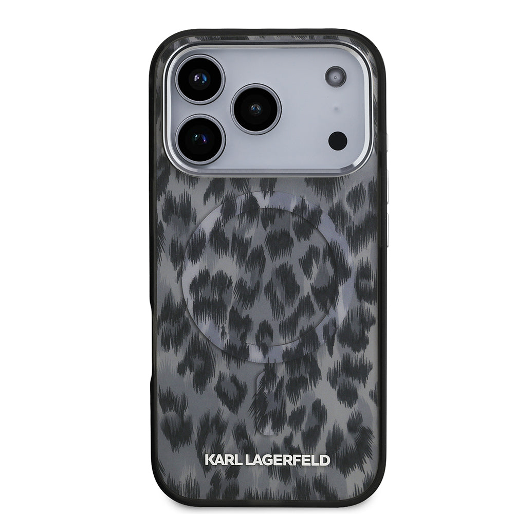 iPhone 17 Pro Kılıf Karl Lagerfeld Orjinal Lisanslı M-safe Şarj Özellikli IML Leopar Baskılı Kapak